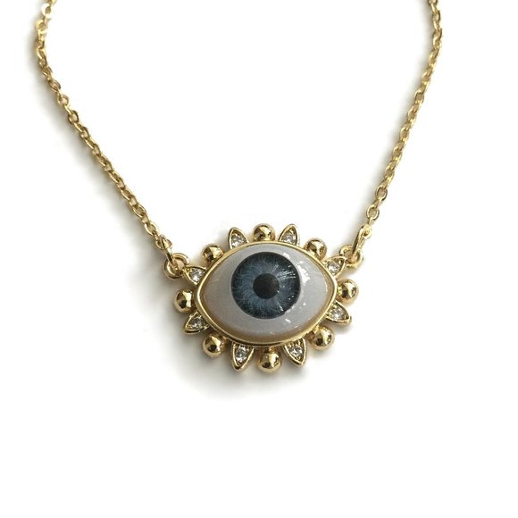 Sparkly 3D Rhinestone Evil Eye Necklace - Picture 4 of 4
